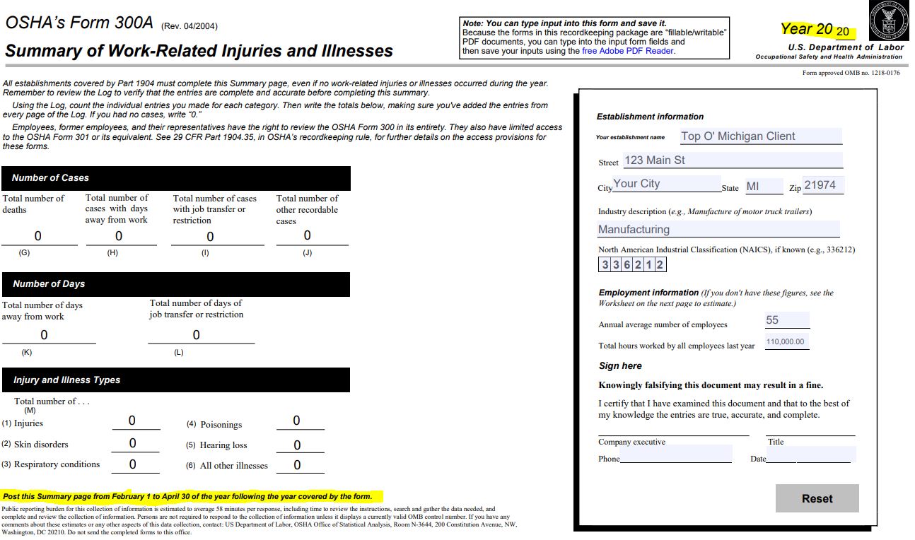 OSHA 300A
